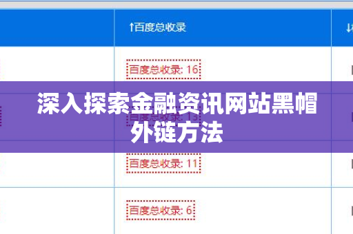 深入探索金融资讯网站黑帽外链方法