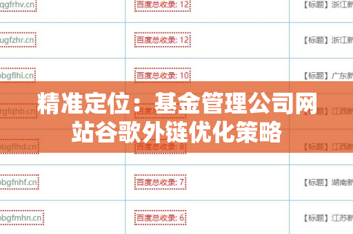 精准定位：基金管理公司网站谷歌外链优化策略