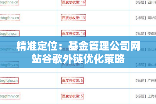 精准定位：基金管理公司网站谷歌外链优化策略
