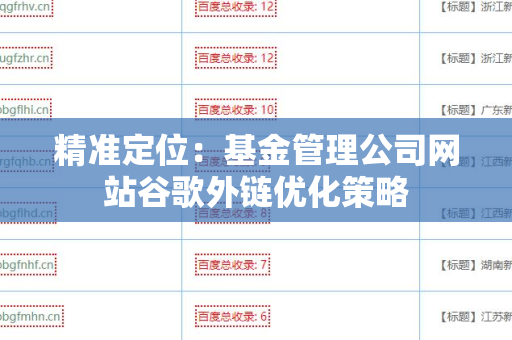 精准定位：基金管理公司网站谷歌外链优化策略