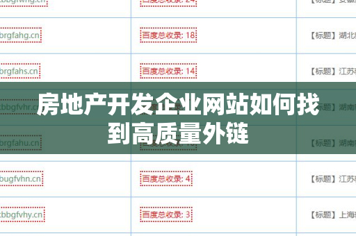房地产开发企业网站如何找到高质量外链
