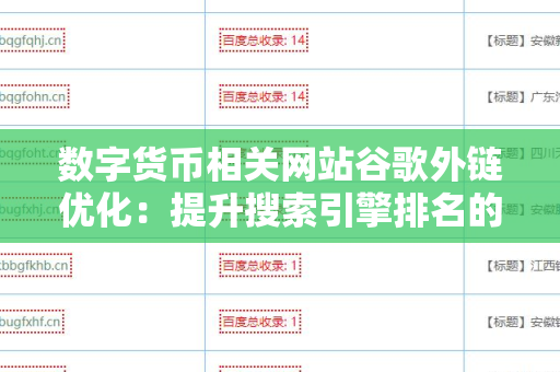 数字货币相关网站谷歌外链优化：提升搜索引擎排名的关键策略