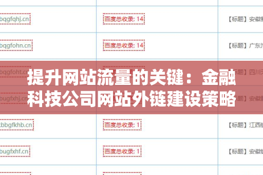 提升网站流量的关键：金融科技公司网站外链建设策略