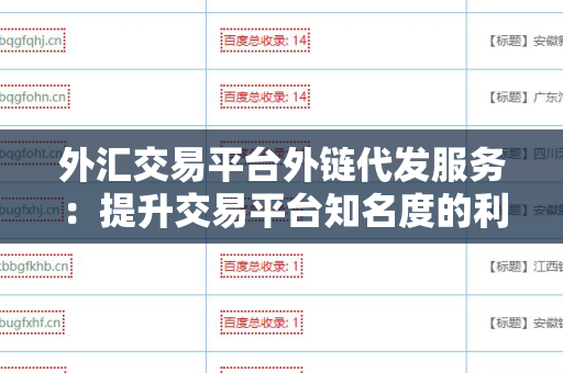 外汇交易平台外链代发服务：提升交易平台知名度的利器