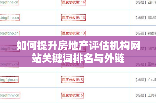 如何提升房地产评估机构网站关键词排名与外链