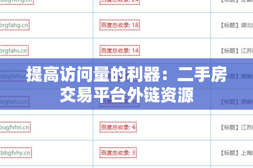 提高访问量的利器：二手房交易平台外链资源