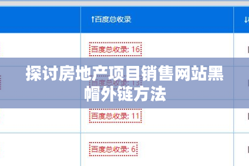 探讨房地产项目销售网站黑帽外链方法