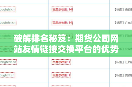 破解排名秘笈：期货公司网站友情链接交换平台的优势与应用