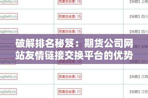 破解排名秘笈：期货公司网站友情链接交换平台的优势与应用