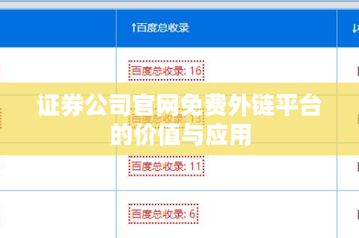 证券公司官网免费外链平台的价值与应用