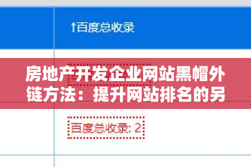 房地产开发企业网站黑帽外链方法：提升网站排名的另类选择