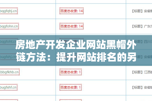 房地产开发企业网站黑帽外链方法：提升网站排名的另类选择
