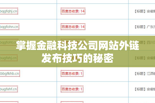 掌握金融科技公司网站外链发布技巧的秘密