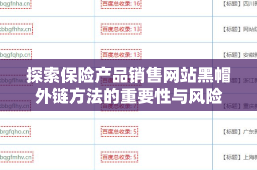 探索保险产品销售网站黑帽外链方法的重要性与风险