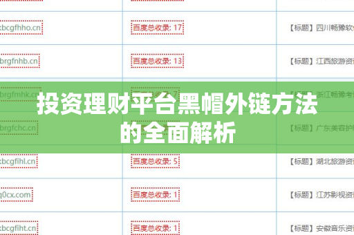投资理财平台黑帽外链方法的全面解析