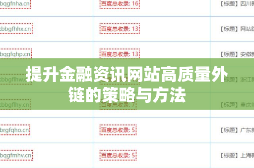 提升金融资讯网站高质量外链的策略与方法