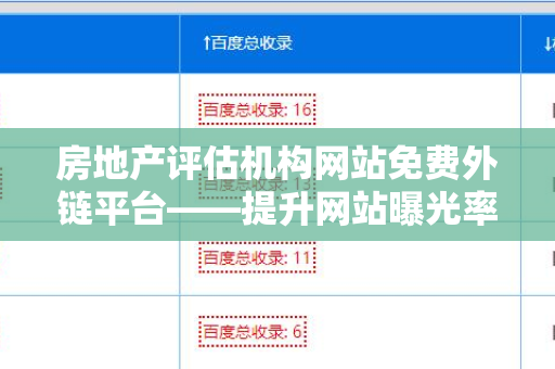 房地产评估机构网站免费外链平台——提升网站曝光率的利器