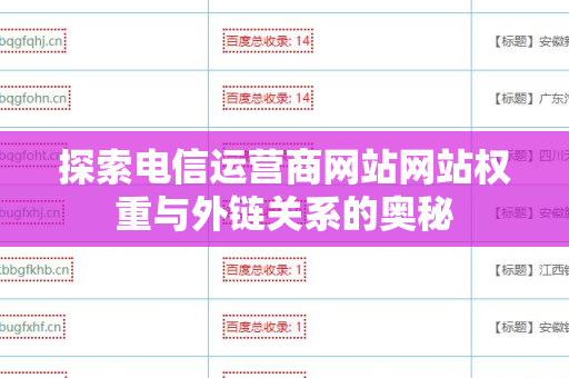 探索电信运营商网站网站权重与外链关系的奥秘
