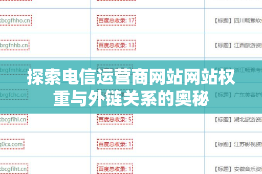 探索电信运营商网站网站权重与外链关系的奥秘