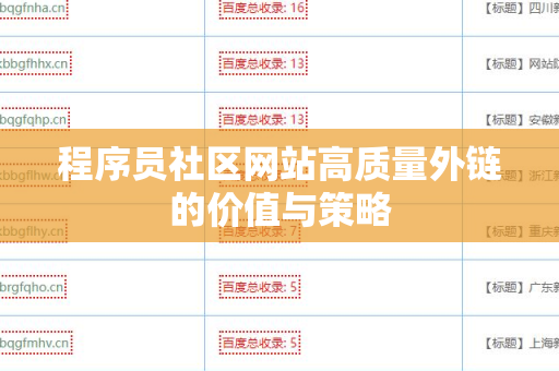 程序员社区网站高质量外链的价值与策略