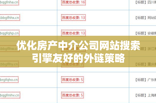优化房产中介公司网站搜索引擎友好的外链策略