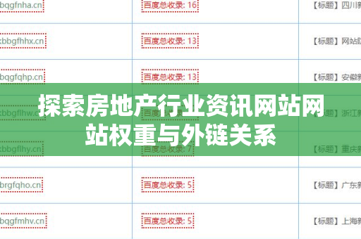 探索房地产行业资讯网站网站权重与外链关系