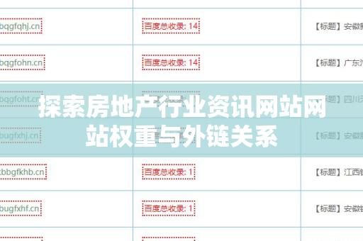 探索房地产行业资讯网站网站权重与外链关系