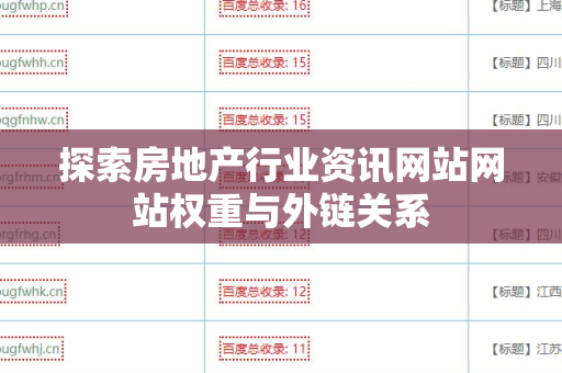 探索房地产行业资讯网站网站权重与外链关系