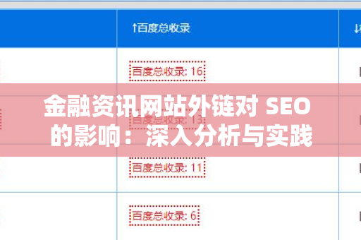 金融资讯网站外链对 SEO 的影响：深入分析与实践