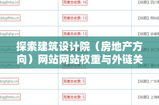 探索建筑设计院（房地产方向）网站网站权重与外链关系的深度解析