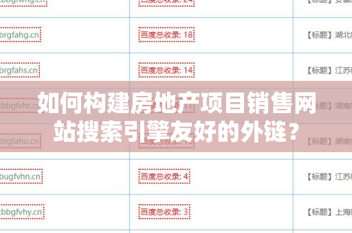 如何构建房地产项目销售网站搜索引擎友好的外链？