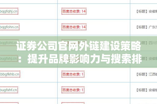 证券公司官网外链建设策略：提升品牌影响力与搜索排名的有效方法