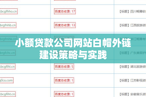 小额贷款公司网站白帽外链建设策略与实践