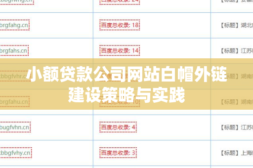 小额贷款公司网站白帽外链建设策略与实践
