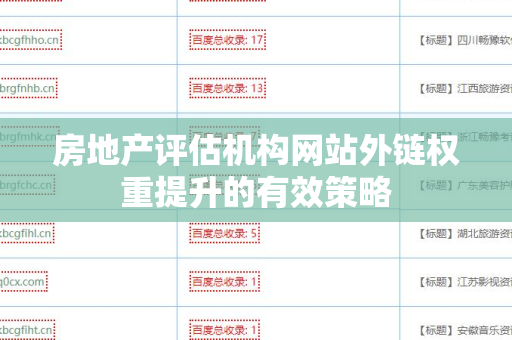 房地产评估机构网站外链权重提升的有效策略