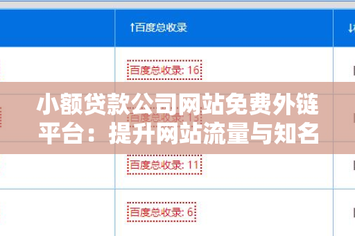 小额贷款公司网站免费外链平台：提升网站流量与知名度的利器