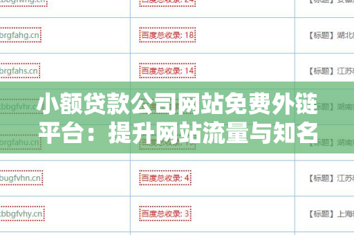 小额贷款公司网站免费外链平台：提升网站流量与知名度的利器