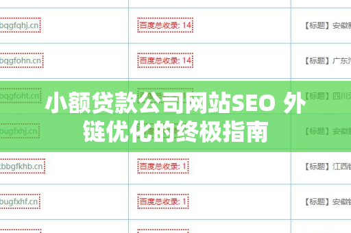小额贷款公司网站SEO 外链优化的终极指南