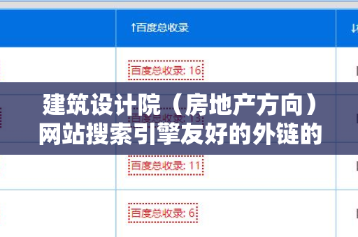 建筑设计院（房地产方向）网站搜索引擎友好的外链的有效策略