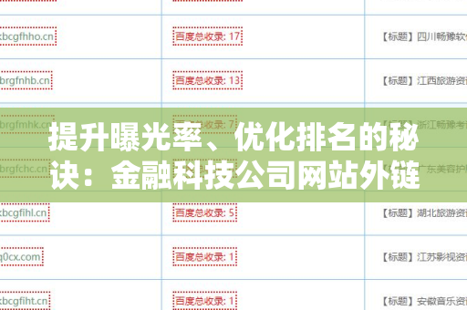 提升曝光率、优化排名的秘诀：金融科技公司网站外链代发服务