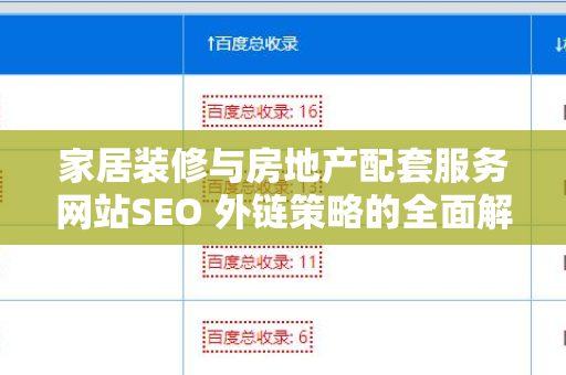 家居装修与房地产配套服务网站SEO 外链策略的全面解析