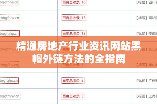 精通房地产行业资讯网站黑帽外链方法的全指南