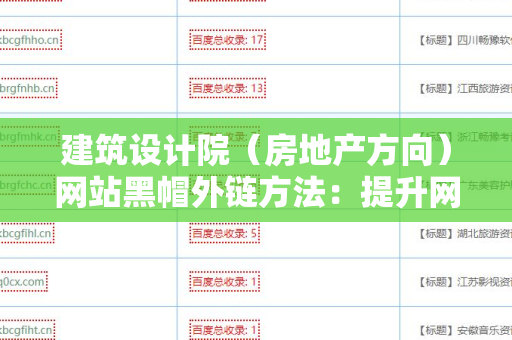 建筑设计院（房地产方向）网站黑帽外链方法：提升网站流量的技巧与策略