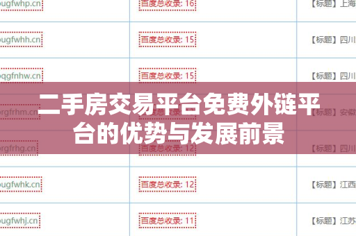 二手房交易平台免费外链平台的优势与发展前景
