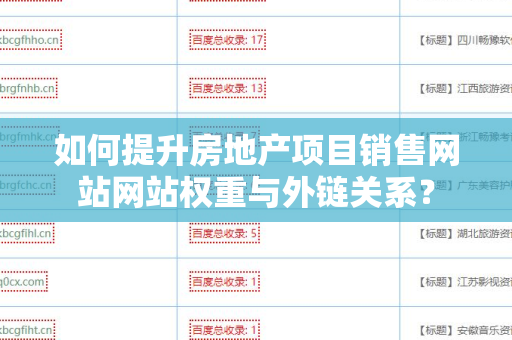 如何提升房地产项目销售网站网站权重与外链关系？