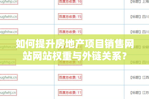 如何提升房地产项目销售网站网站权重与外链关系？