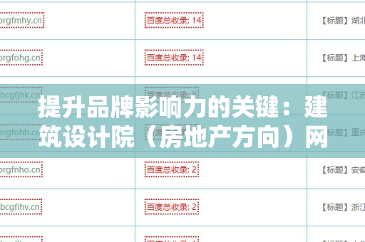 提升品牌影响力的关键：建筑设计院（房地产方向）网站外链资源