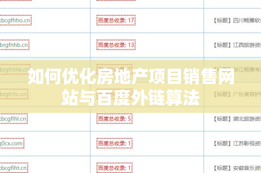 如何优化房地产项目销售网站与百度外链算法