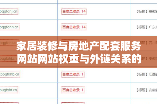 家居装修与房地产配套服务网站网站权重与外链关系的深度解析