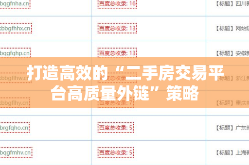 打造高效的“二手房交易平台高质量外链”策略